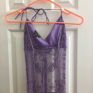 See through halter beaded